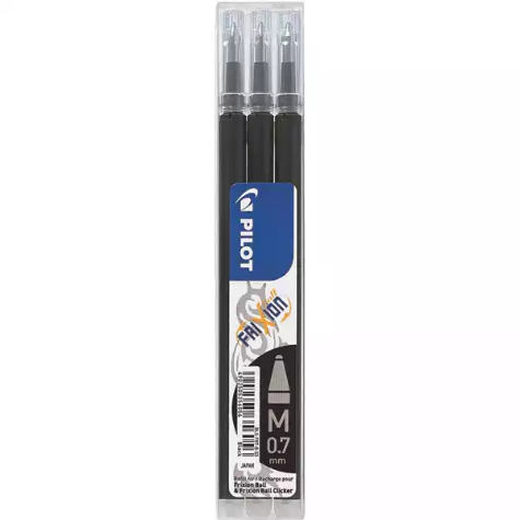 Picture of PILOT BLS-FR7 FRIXION ERASABLE ROLLERBALL GEL REFILL MEDIUM 0.7MM BLACK PACK 3