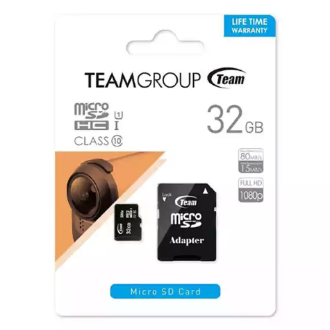 Picture of TEAM GROUP MICRO SDHC 32GB CLASS10 UHS-I RETAIL W/1 ADAPTER  R/W (MAX) 100MB/S 20MB/S