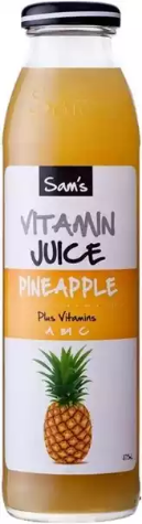 Picture of SAMS VITAMIN JUICE PINEAPPLE GLASS BOTTLE 375ML CARTON 12