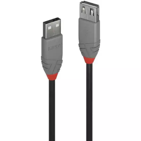 Picture of LINDY 36701 ANTHRA LINE USB-A 2.0 EXTENSION CABLE 0.5M BLACK