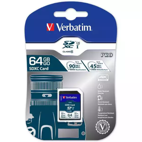 Picture of VERBATIM PRO SDHC SD CARD 64GB