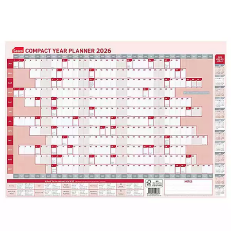 Picture of SASCO 1025294 COMPACT 594 X 420MM YEAR PLANNER