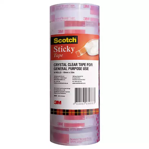Picture of SCOTCH 502 STICKY TAPE 18MM X 33M PACK 8