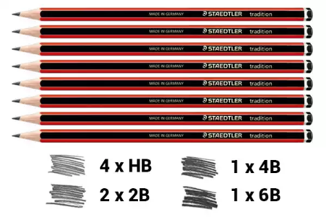 Picture of STAEDTLER PENCIL PACK 4XHB, 2X2B, 1X4B, 1X6B
