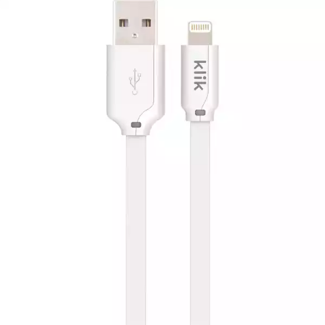 Picture of KLIK APPLE LIGHTNING TO USB SYNC CHARGE FLAT CABLE 250MM WHITE